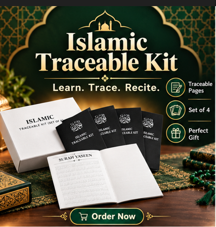 Islamic Traceable Kit (Set of 4) | Surah Yaseen Tracing Booklets | Quran Learning Gift Set